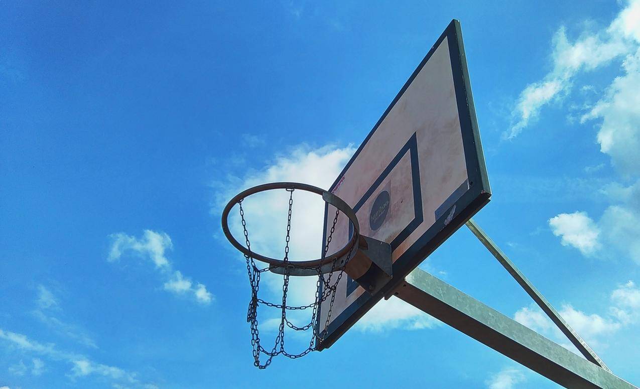 篮球,天空,云彩,户外,青色,篮筐,链子