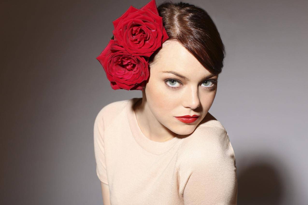 EmmaStone,美女,女演员,名人,肖像,化妆,花蕾