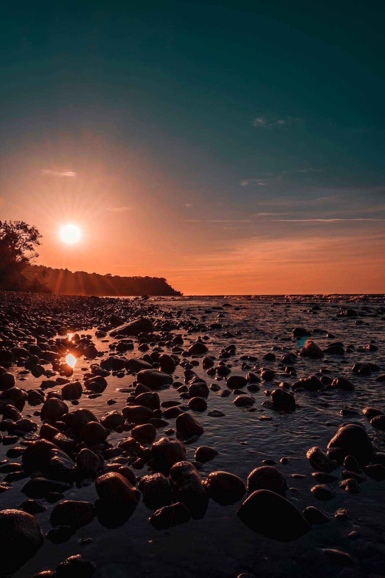夕阳,自然,海岸