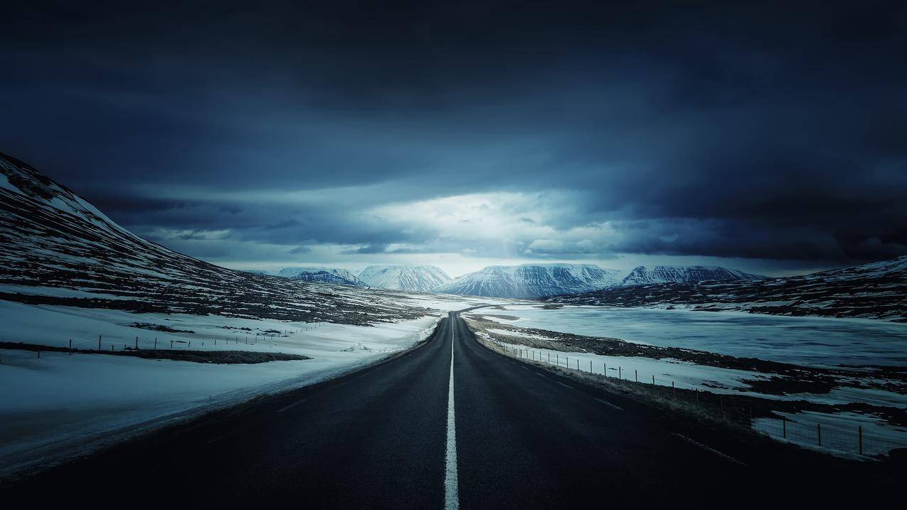 道路,雪,山,景,冰岛