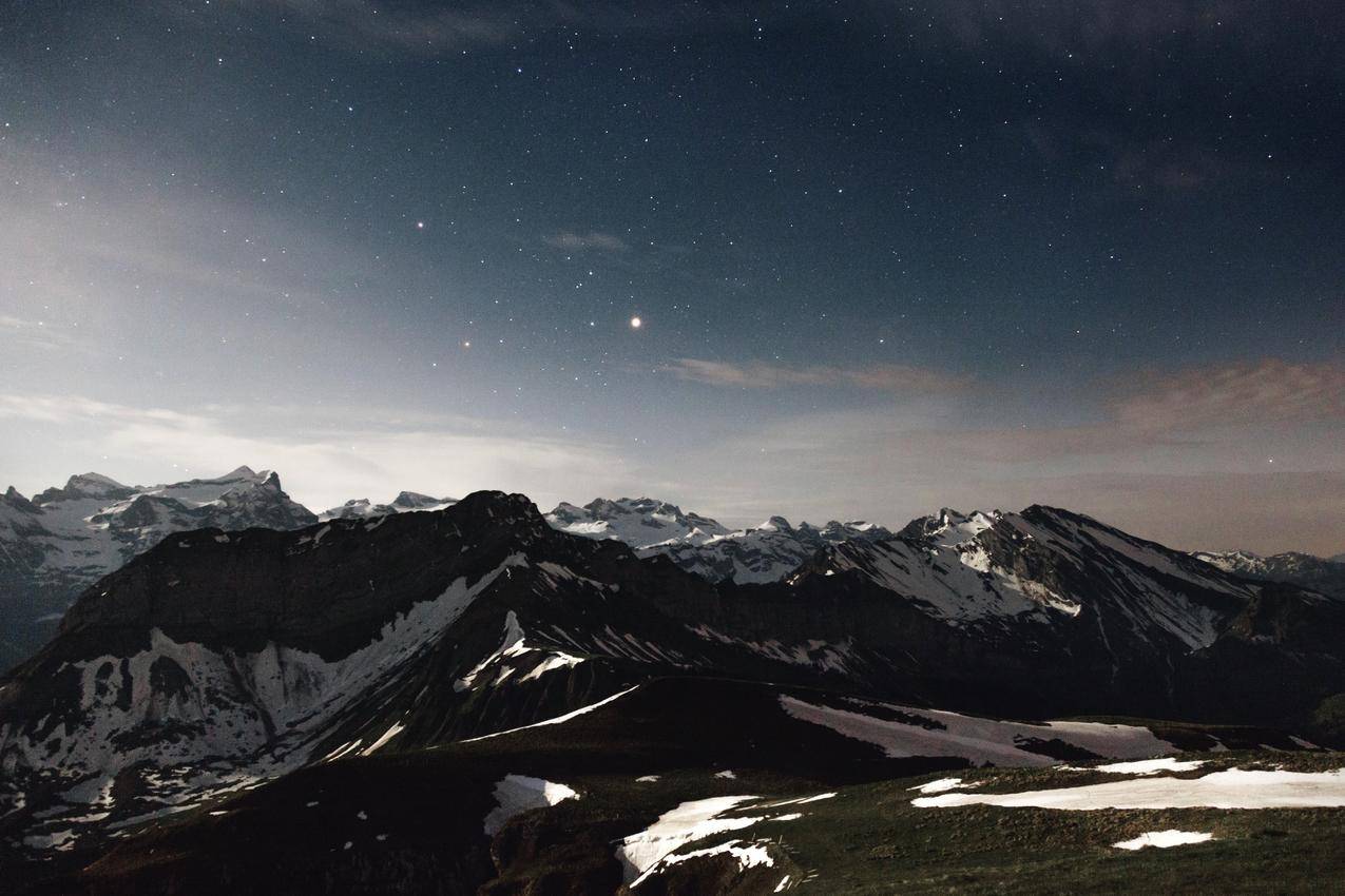 自然,雪,山,景,天,星