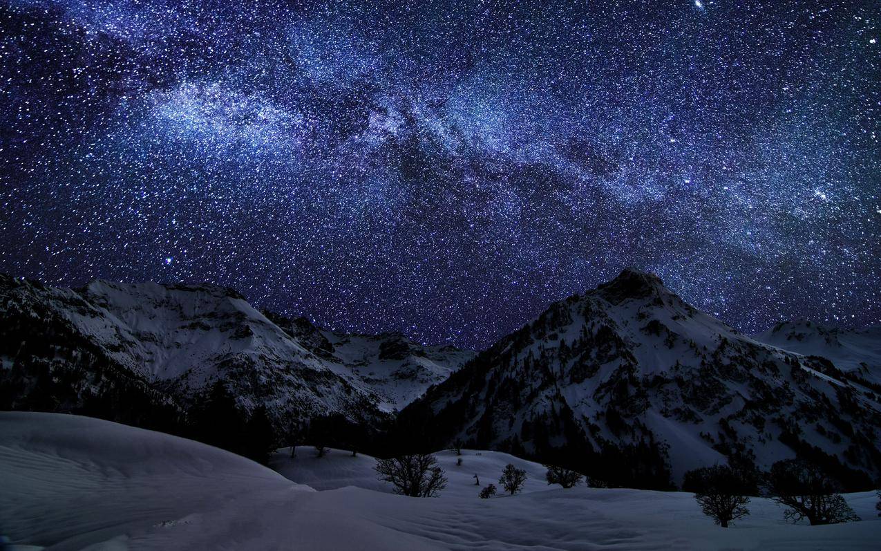 自然,景观,山脉,冬季,星光,米尔威,雪,德国,银河,太空,长时间曝光