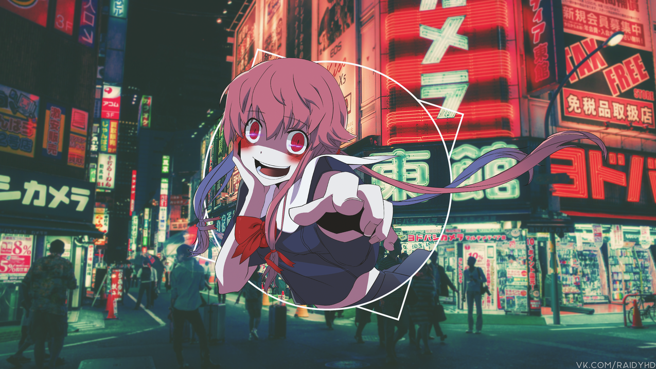 animegirls,动漫,子母画面,GasaiYuno,MiraiNikki