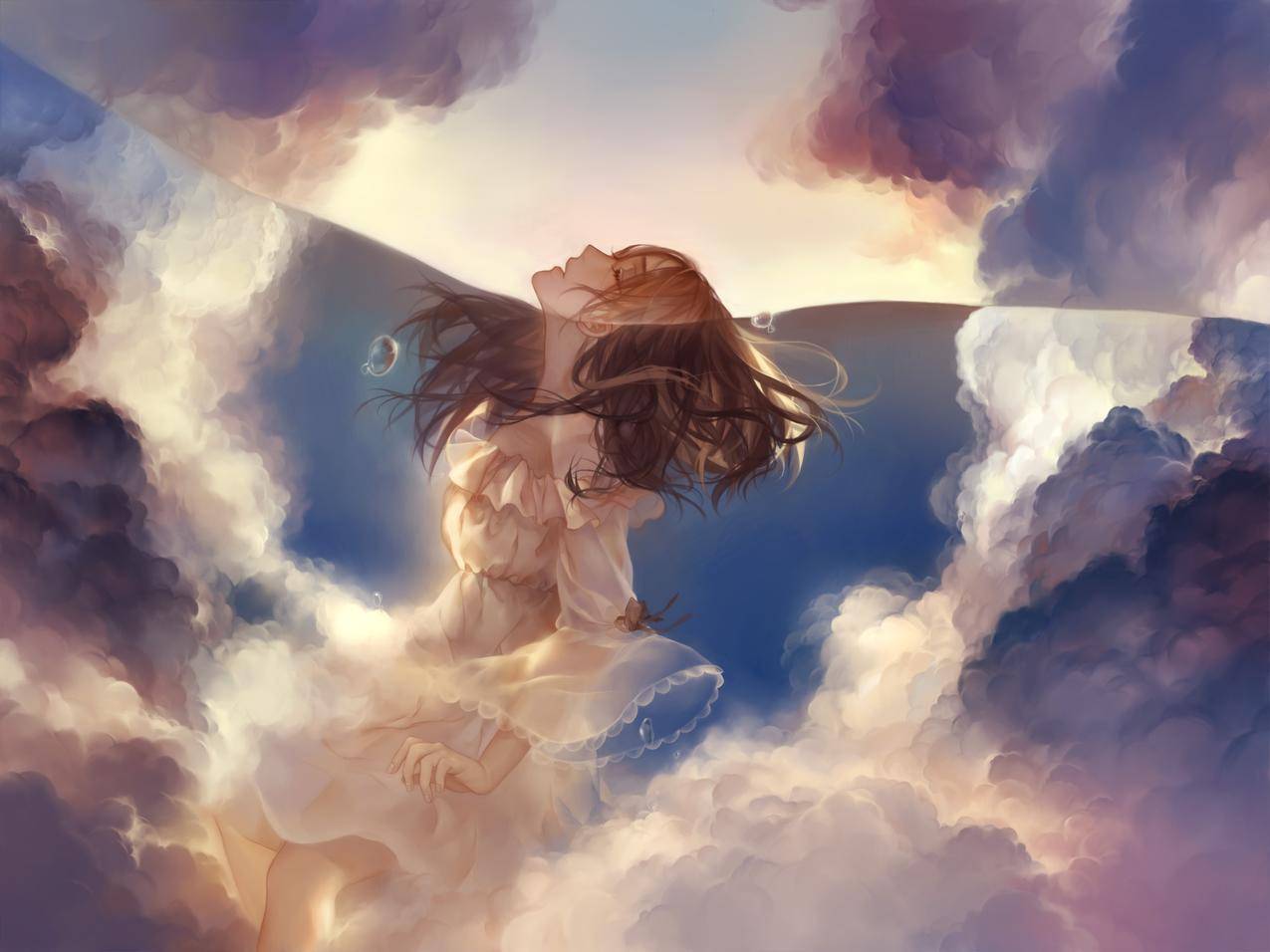 原创人物,服饰,水,云