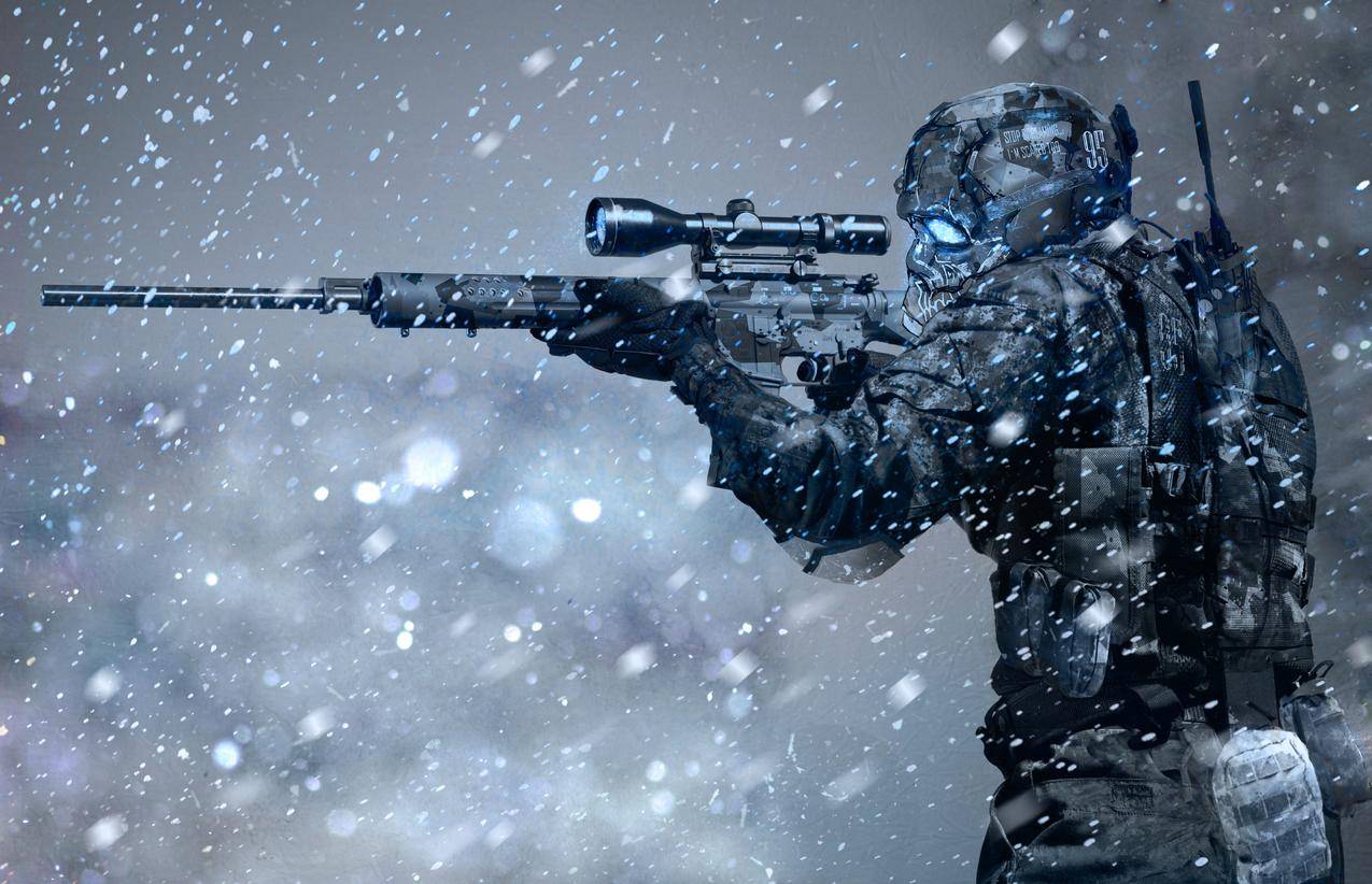 士兵,狙击,冬天,雪,科学,未来,特种部队