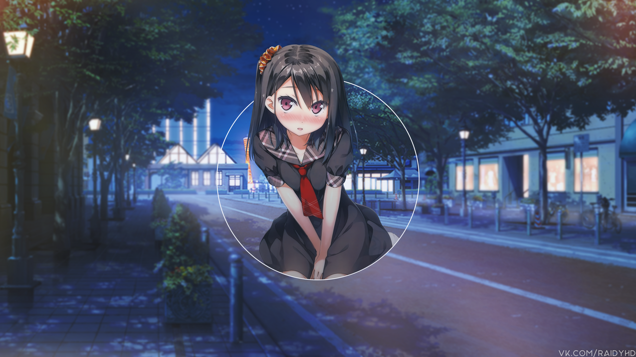 animegirls,动漫,子母画面,夜晚