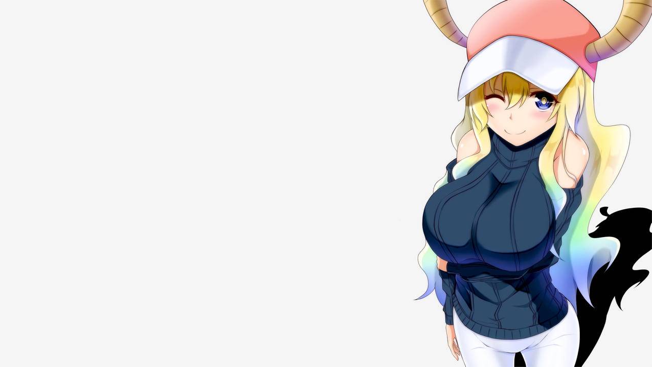 lookatviewer,Kobayashi-san,Chino女仆龙,simplebackground,quetzalcoatlKobayashi-san,Chino,Maid,Dragon