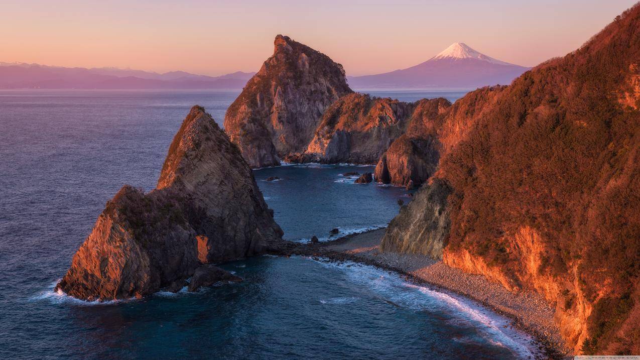 自然,景观,海滩,山脉,海岸