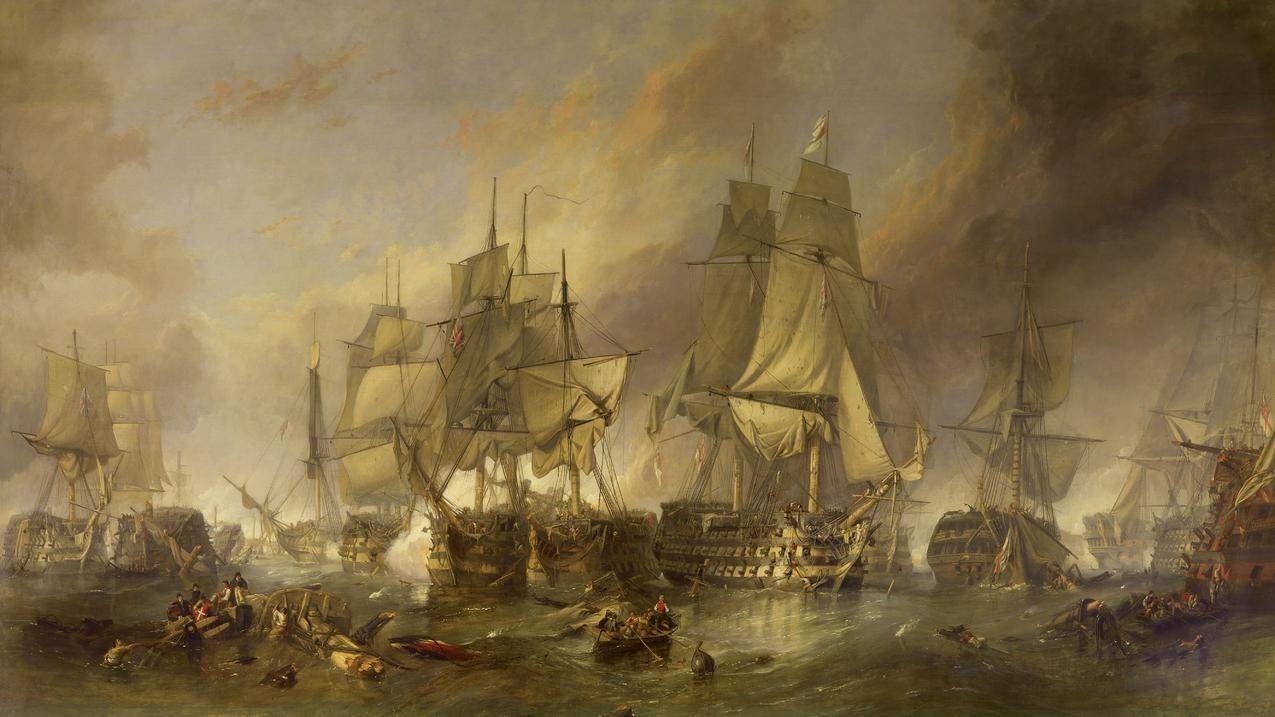 艺术品,船,BattleofTrafalgar,绘画