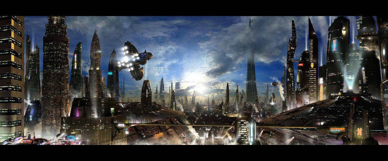 科学,宇宙飞船,未来城市,未来主义,数字艺术