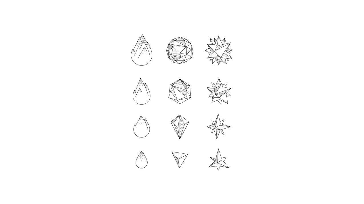线性,插图,几何,单色,黑色,白色背景,极简主义