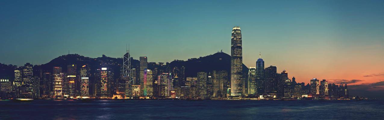城市风光,城市,香港,夜景,多重展示,中国,灯光,天空,水