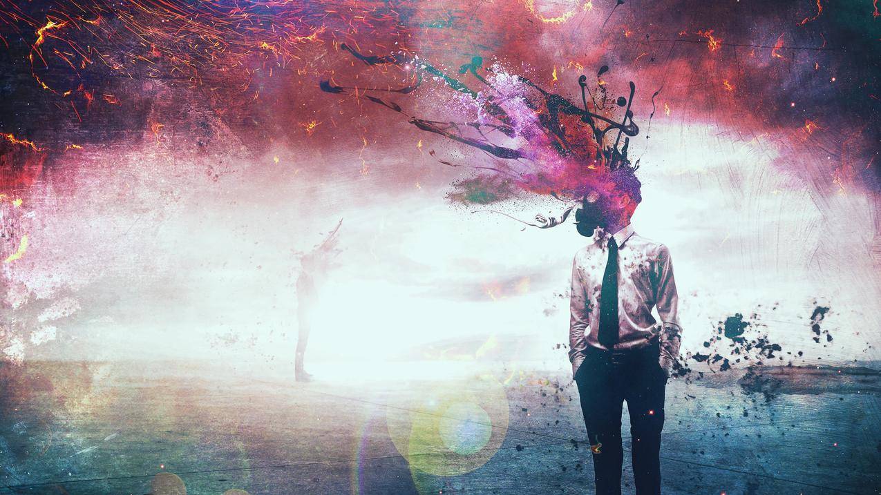 男人,digitalart,抽象,绘画,领带,paintsplash