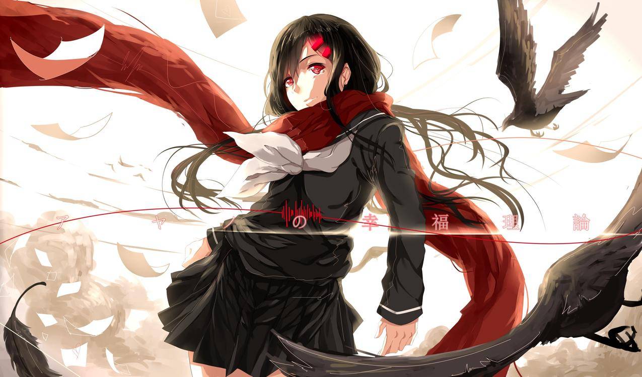 动漫,动漫,KagerouProject,校服,TateyamaAyano,围巾,乌鸦,漫画