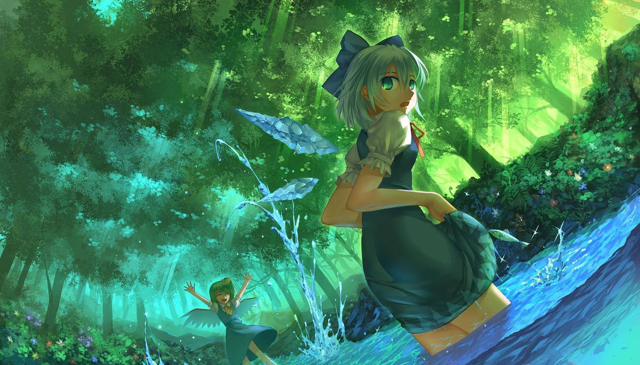 仙女,Touhou,视频游戏,动漫,戴有塞,Cirno