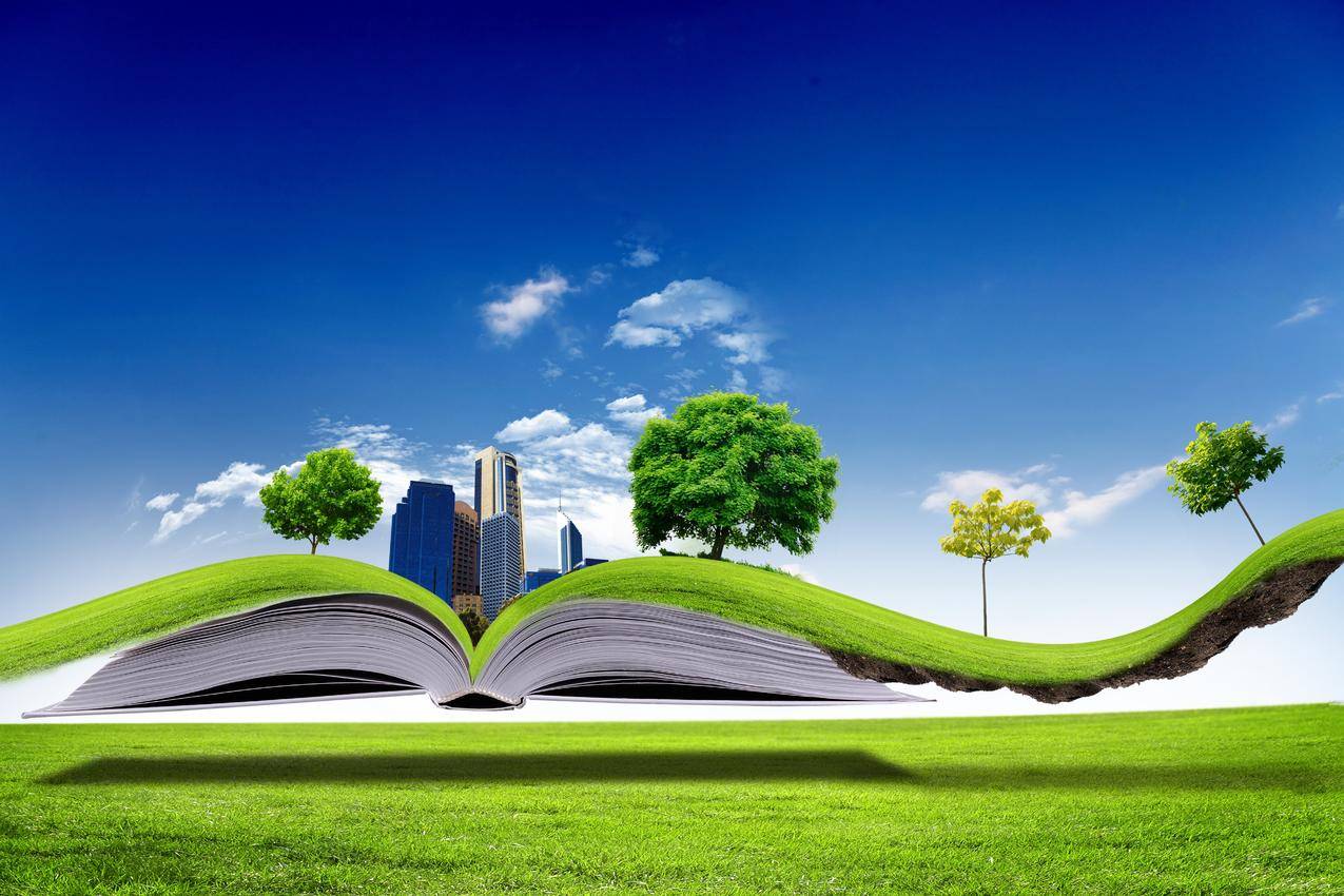 创意,天空,书,草坪,树木,7K设计壁纸