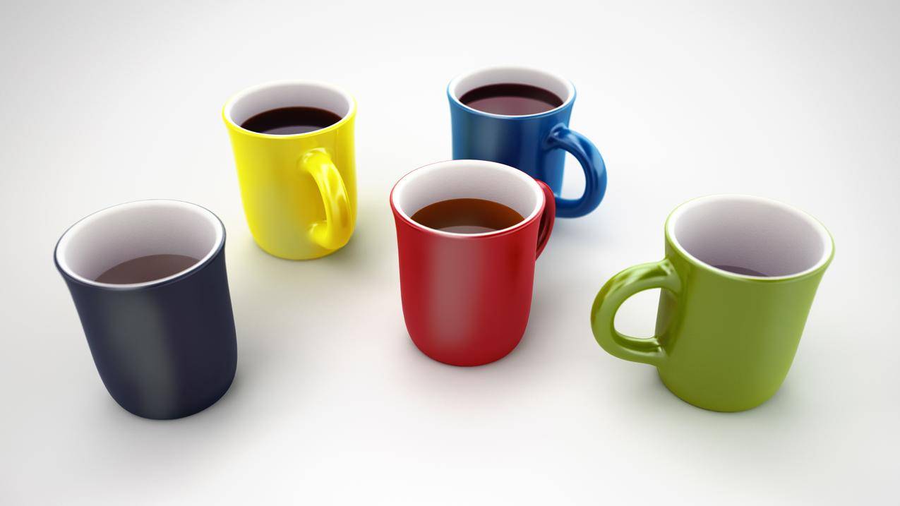咖啡,彩色咖啡杯,4K设计图片