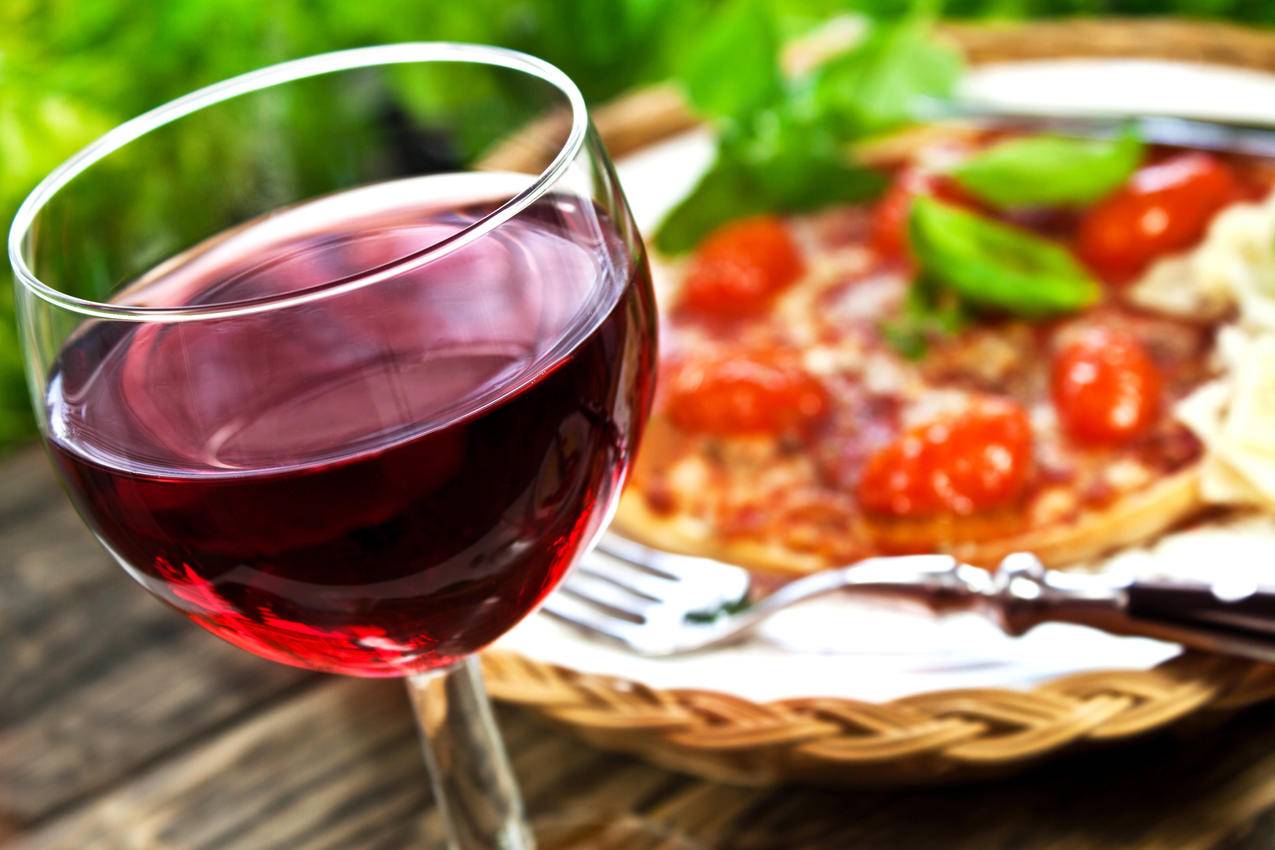 红葡萄酒,玻璃杯,比萨,晚餐,图片