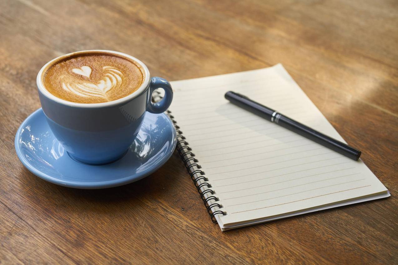 咖啡,钢笔,笔记本,工作,本书,4K设计背景图片