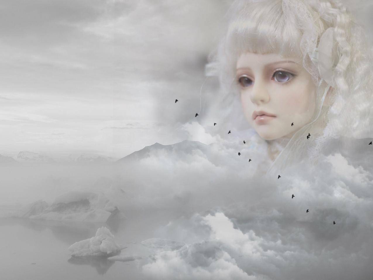 女子,小精灵,鸟类,天空,神秘,飞,童话,4K壁纸