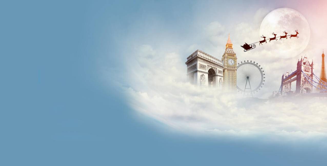 云朵上的建筑4k背景图片