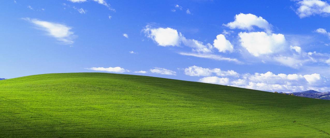 Bliss,Windows,XP微软蓝色白云带鱼屏曲面3440x1440壁纸