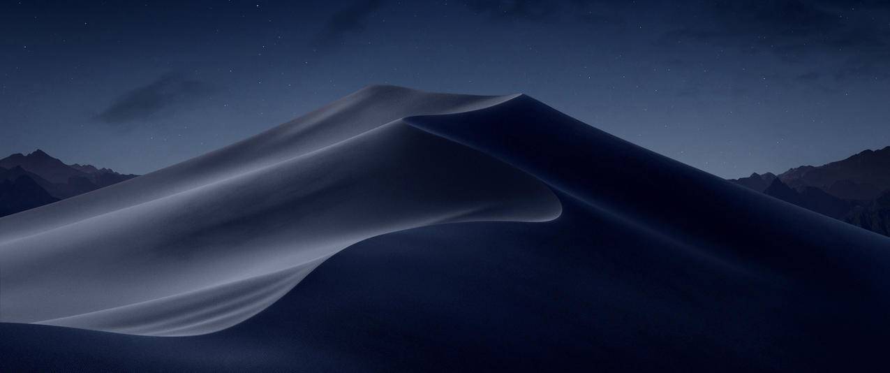 苹果MacOS,Mojave,夜晚沙漠3440x1440风景壁纸