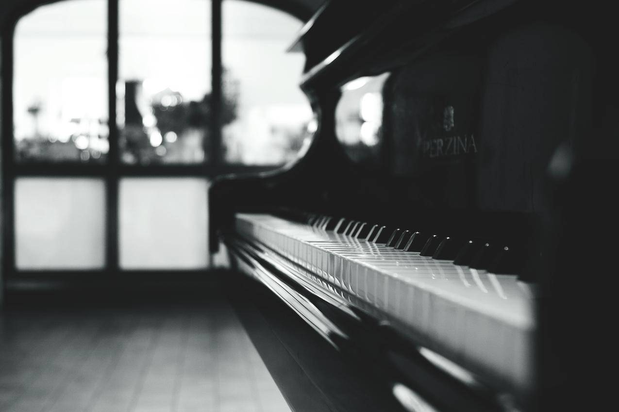 黑色大钢琴灰阶高清图片