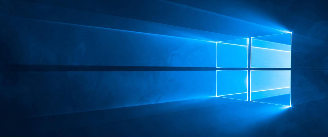 微软Windows10蓝色背景窗口3440x1440壁纸