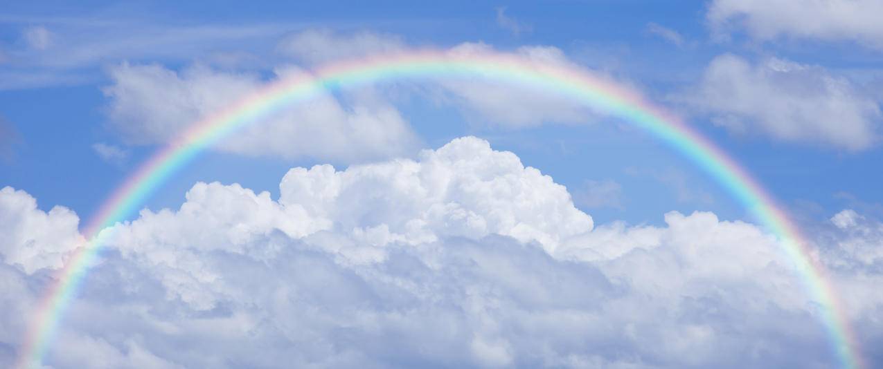 天空白云美丽彩虹3440x1440风景壁纸