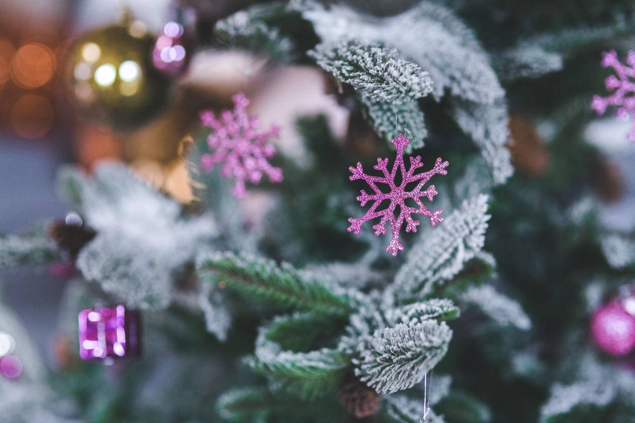 Pink,Snowflake圣诞树装饰