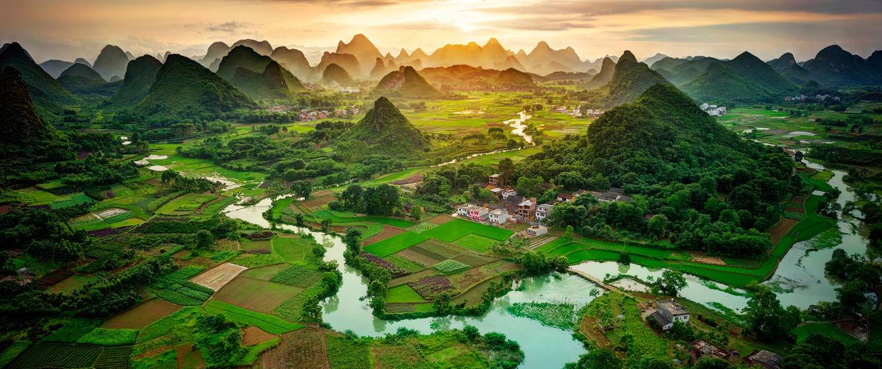 广西桂林山水风景摄影3440x1440高清壁纸