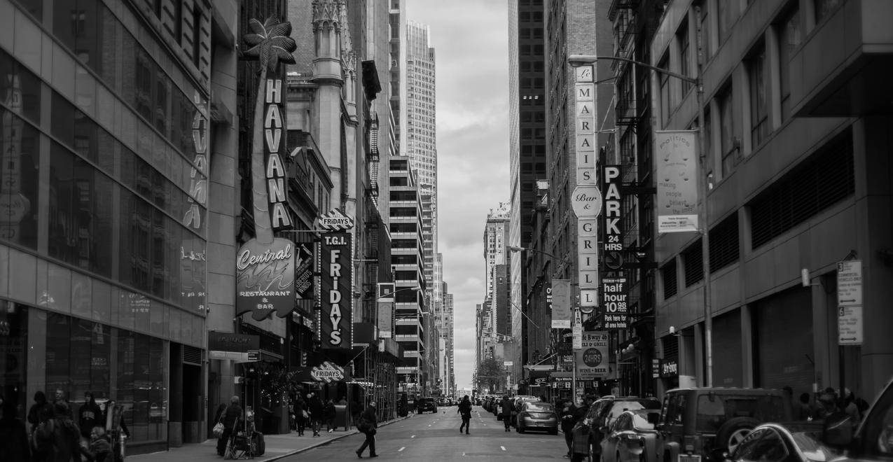 纽约时间广场灰阶图片