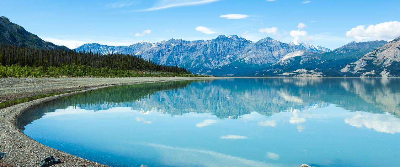 加拿大育空地区山水湖泊3440x1440风景壁纸