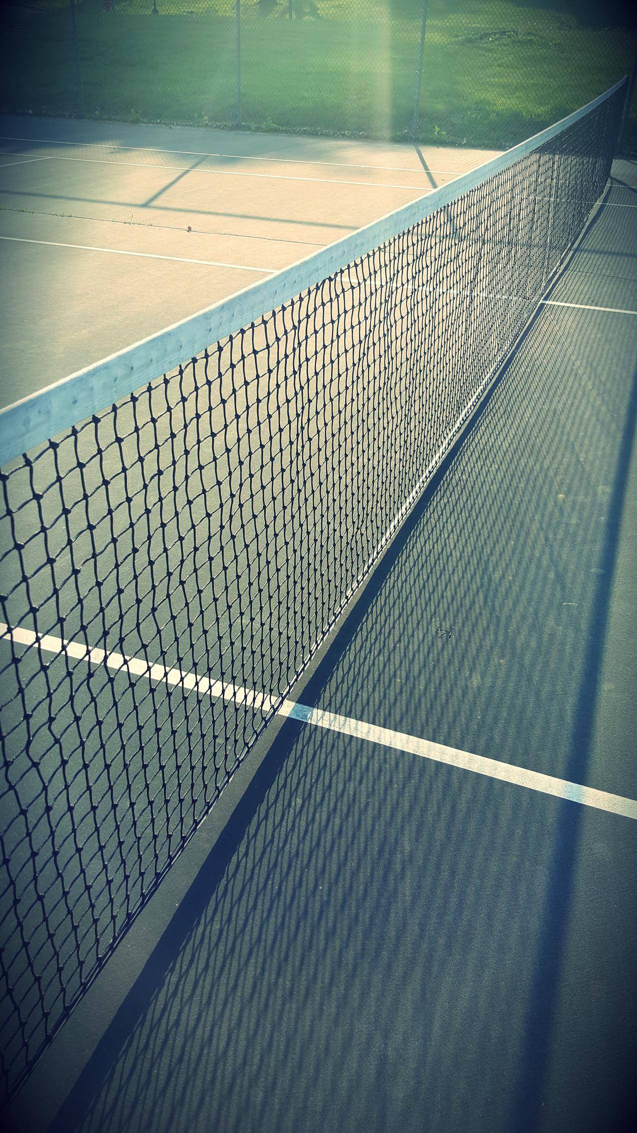 地上的白色网球网