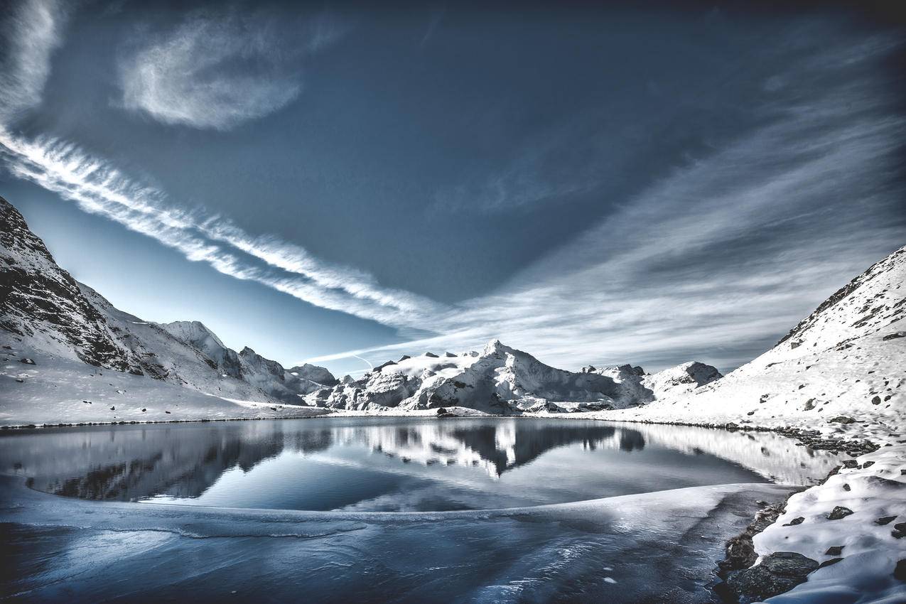 雪山上的湖