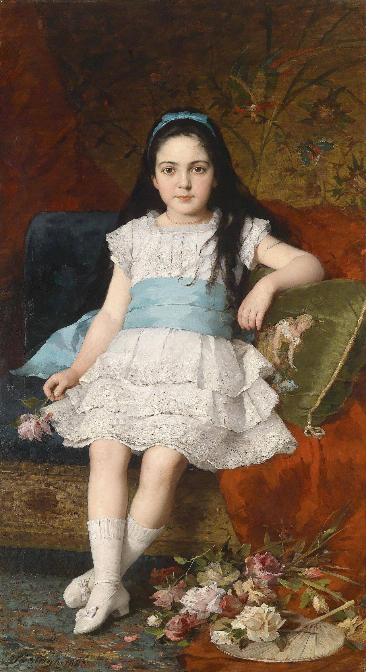 古典油画人物小女孩肖像