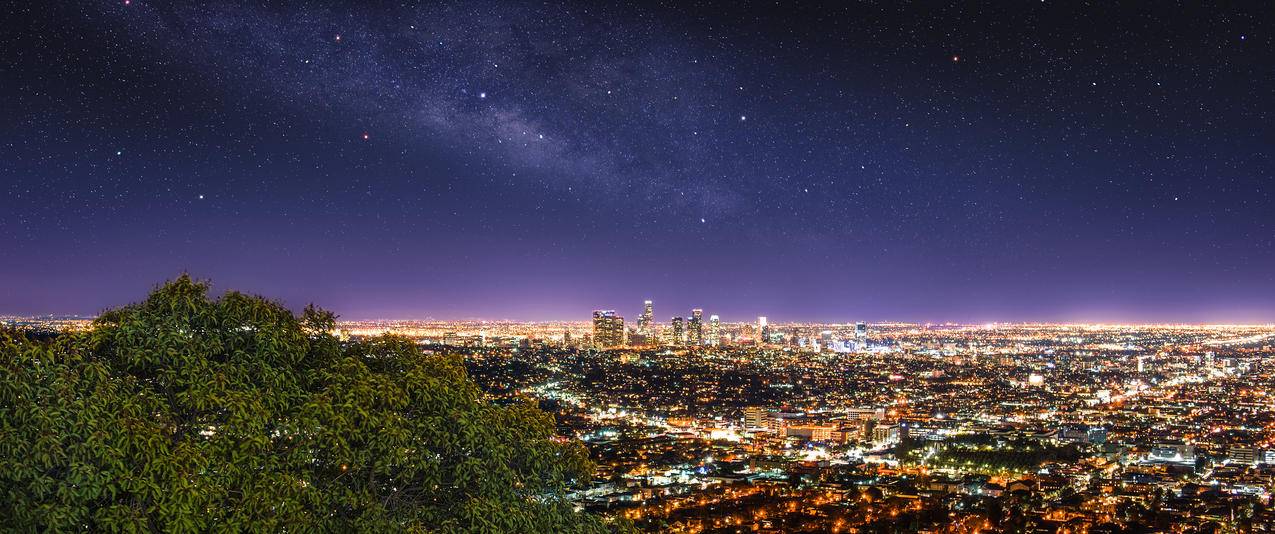 洛杉矶城市夜晚风景3440x1440壁纸