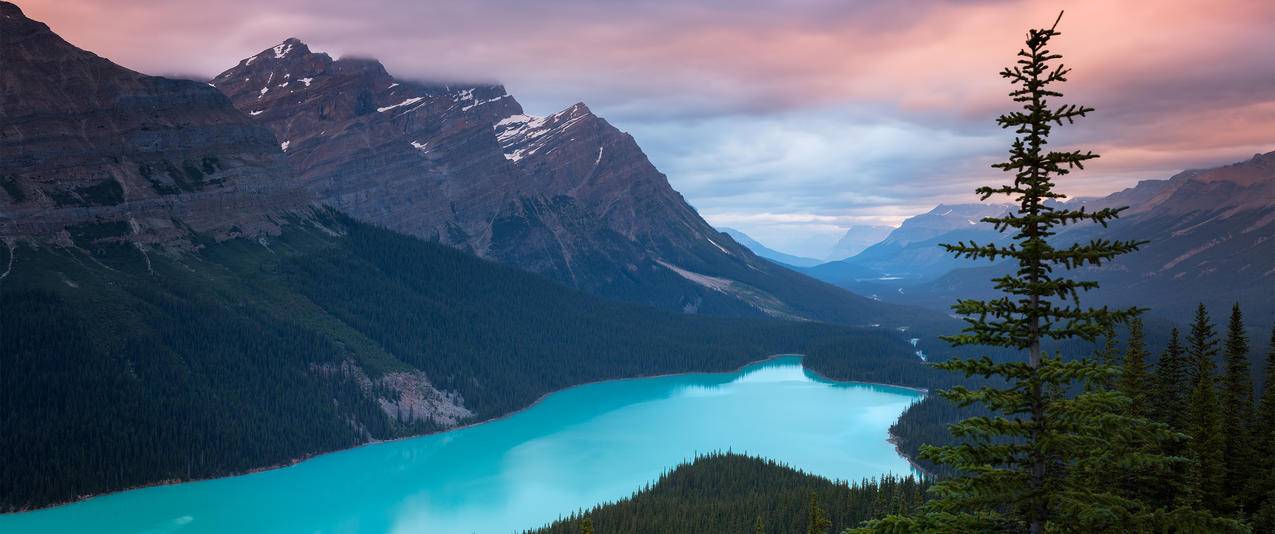 加拿大佩投湖3440x1440风景壁纸