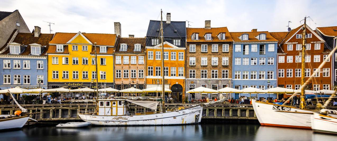 哥本哈根,新的港口3440x1440风景壁纸