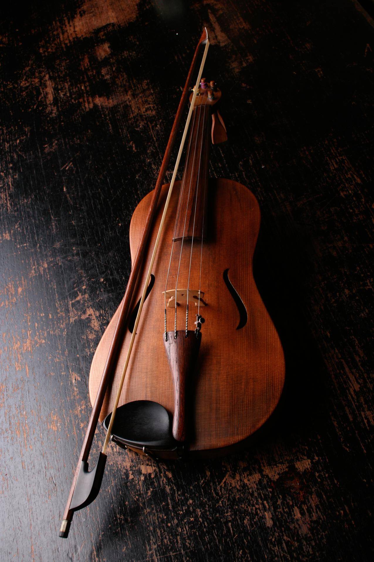 布朗木制小提琴和小提琴弓