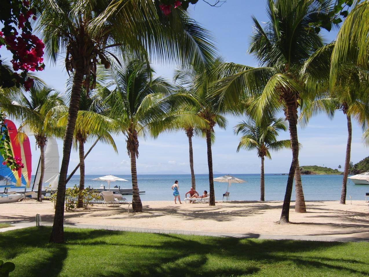 加勒比海湾的阳光沙滩风景图片