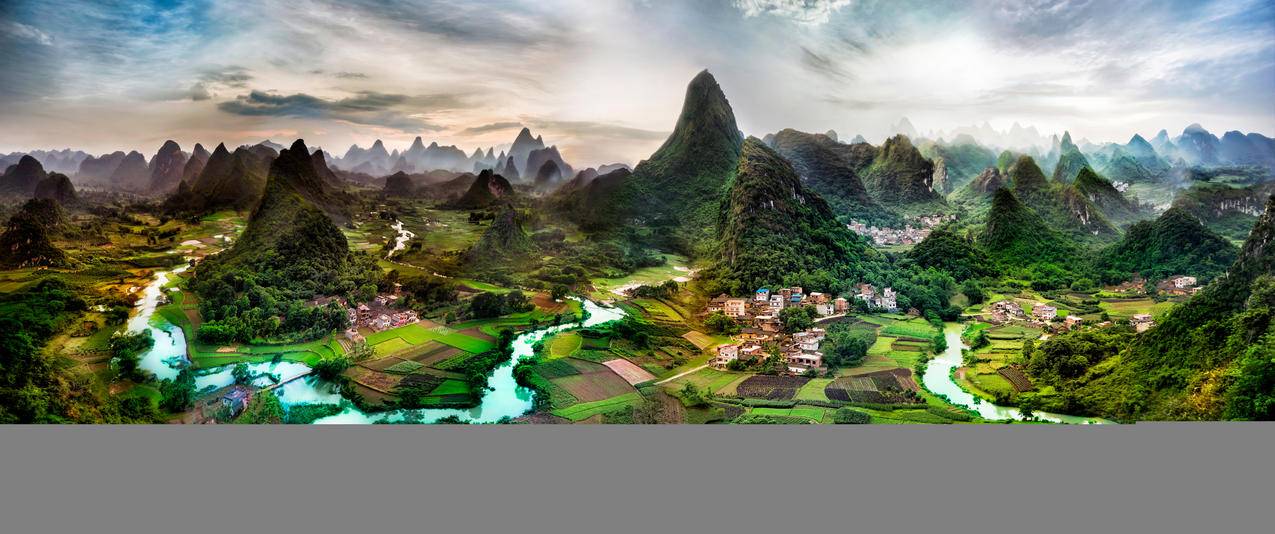 广西桂林山水风景图片3440x1440壁纸