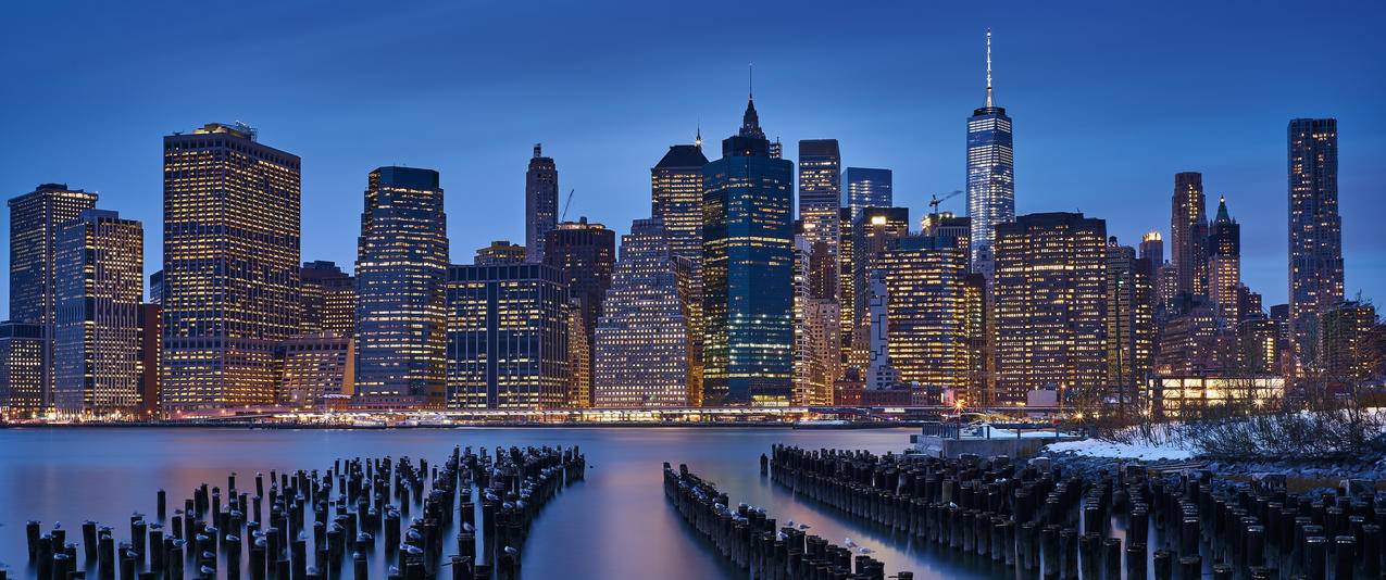 曼哈顿城市风景3440x1440壁纸