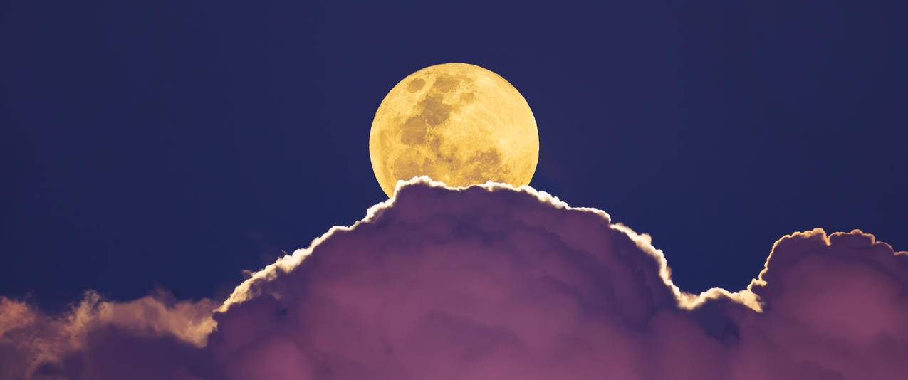 月亮,云,自然风景3440x1440壁纸