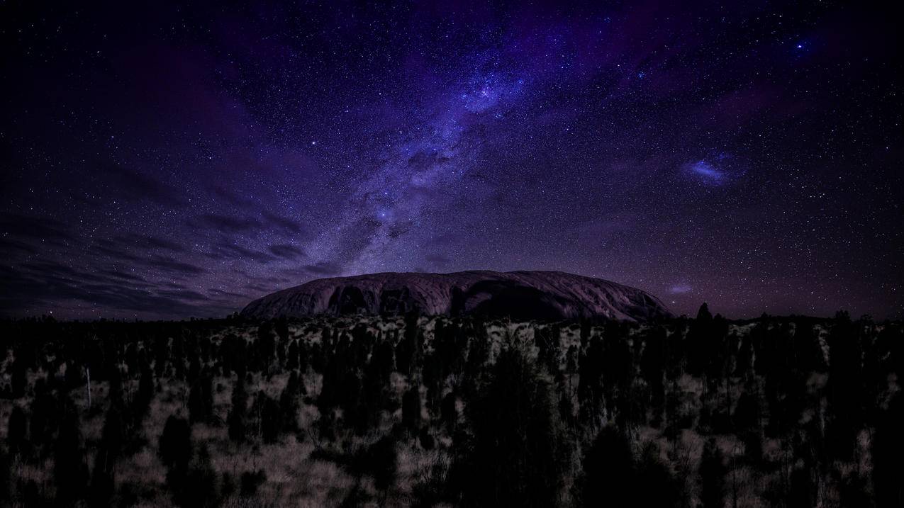 澳大利亚,艾尔斯岩,无月亮的夜晚,星空,4K风景壁纸