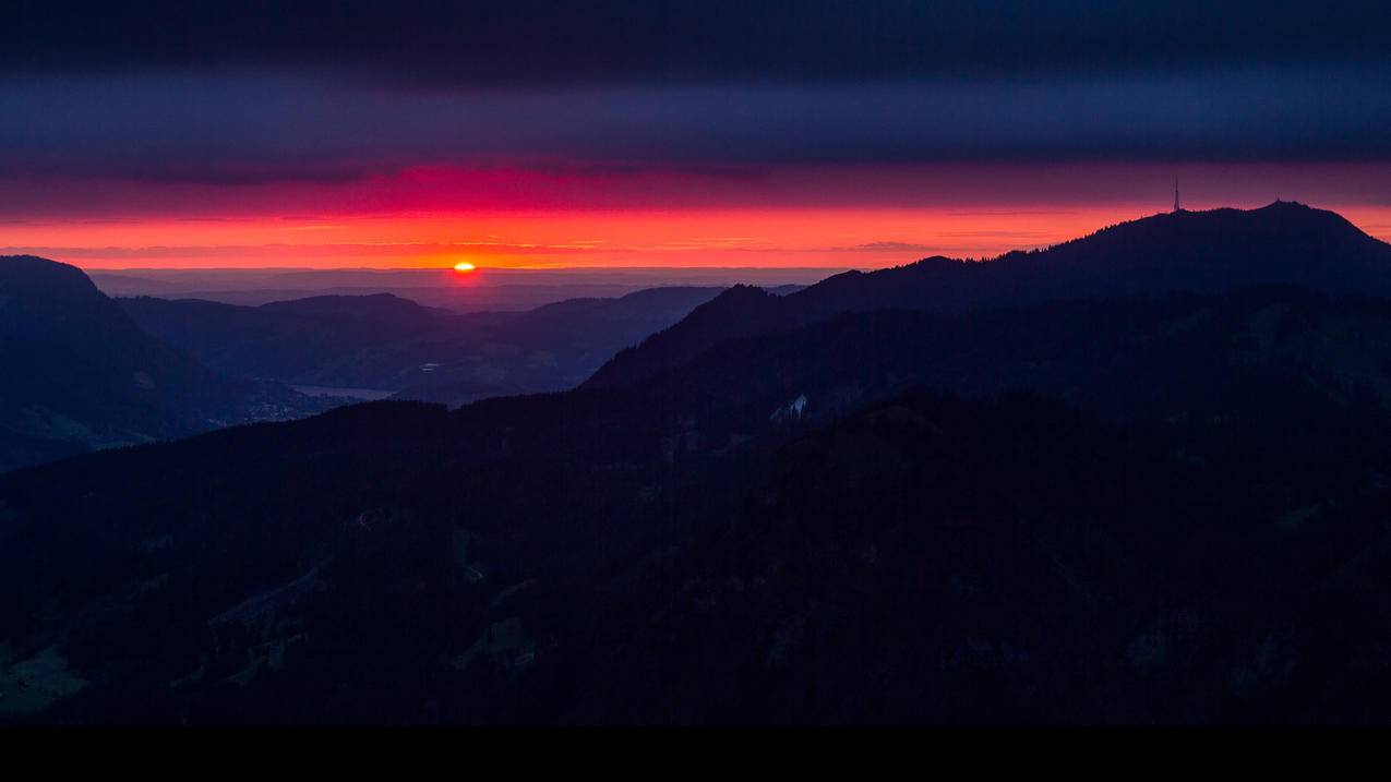 德国巴伐利亚州,日落4K风景壁纸