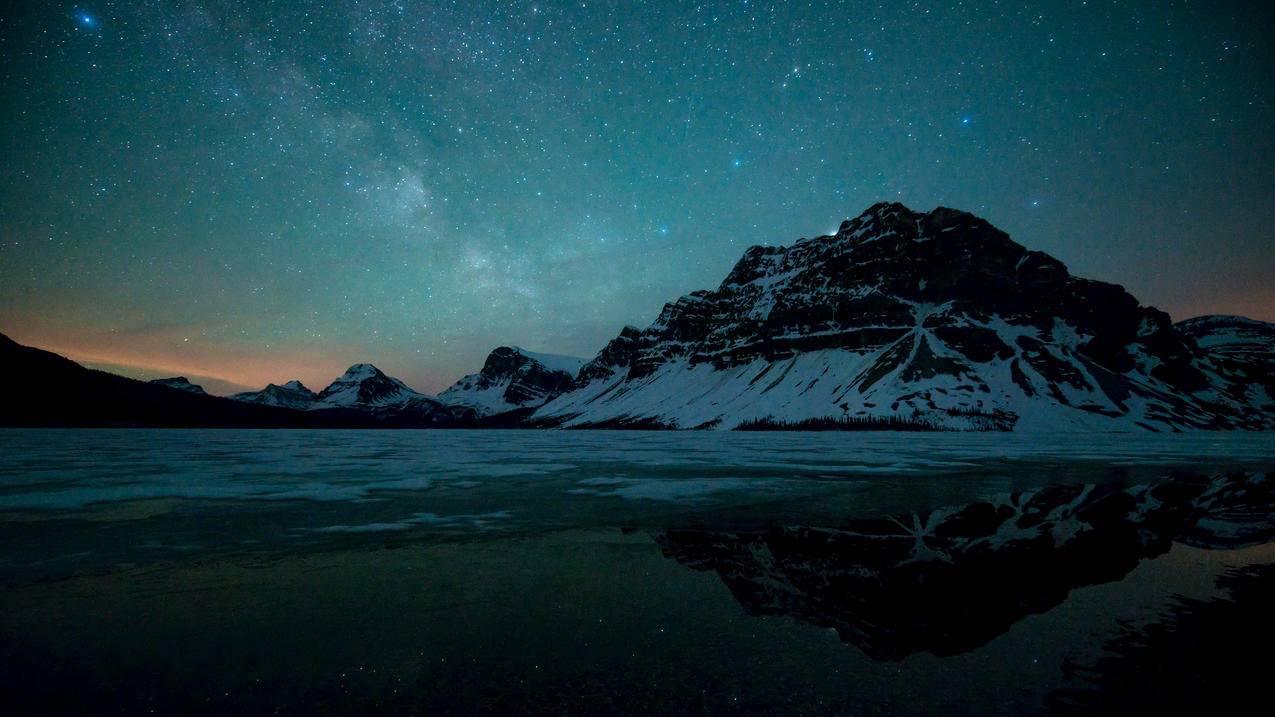 加拿大艾伯塔省班夫国家公园,银河系,星空,4K风景壁纸
