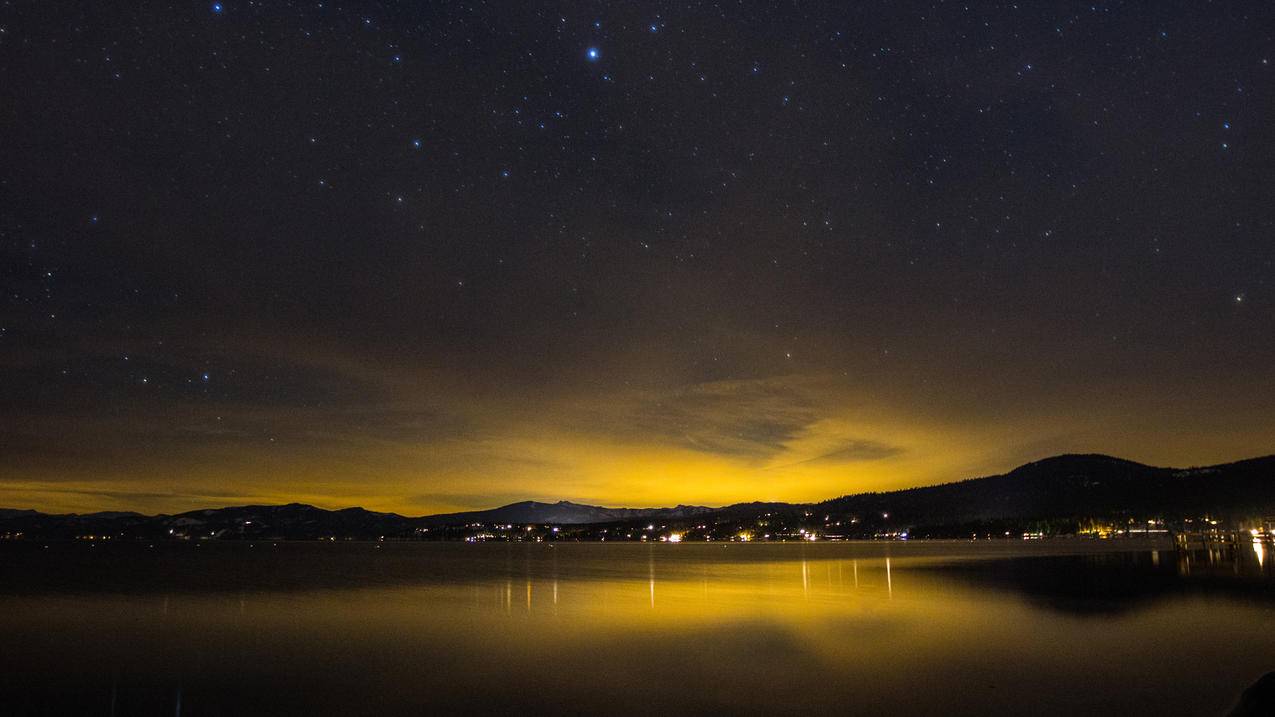 美国加利福尼亚州,太浩湖,夜晚,星空,4K风景壁纸