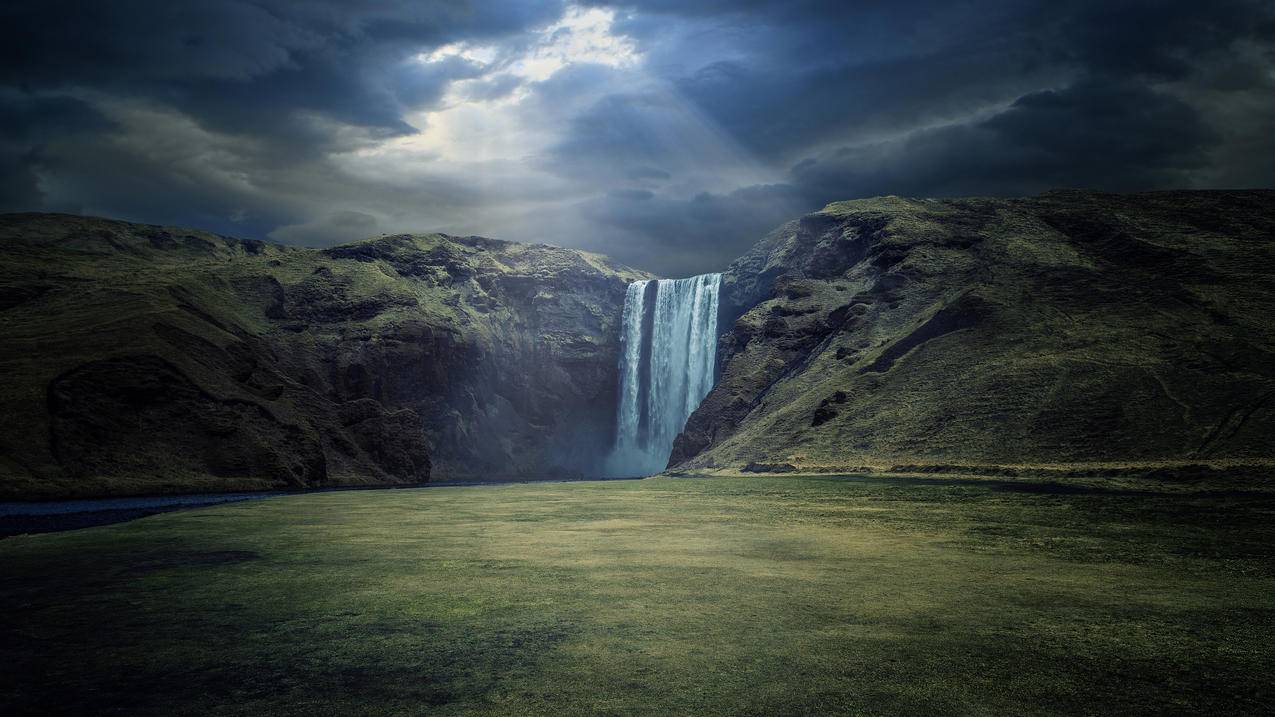冰岛南部瀑布风景4K壁纸,3840x2160